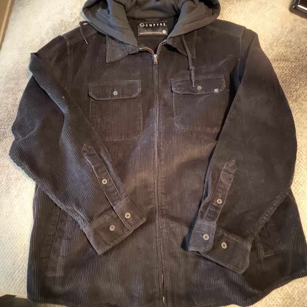 Empyre Black Corduroy Hooded Jacket
